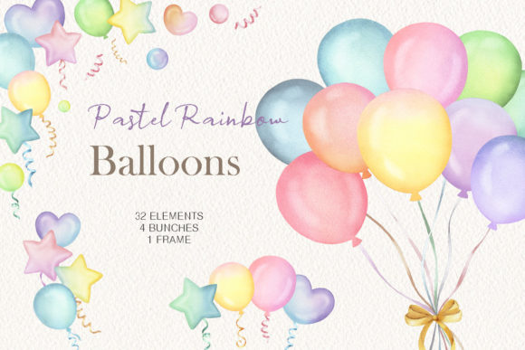 Download Watercolor Rainbow Balloons Clipart - Balloons clipart Collection