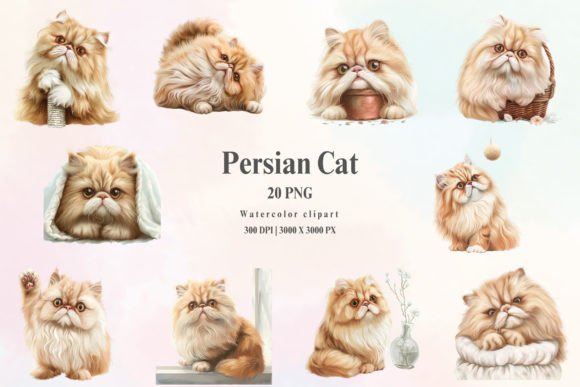 Download Watercolor Persian Cat Clipart - Persian cat clipart Collection