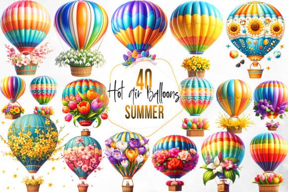 Download Summer Hot Air Balloons Clipart Bundle - Balloons clipart Collection