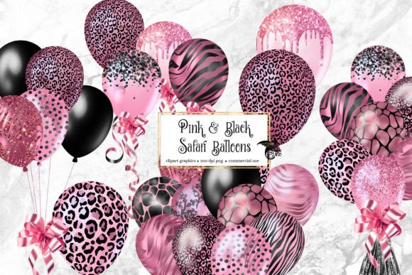 Download Pink and Black Safari Balloons Clipart - Balloons clipart Collection