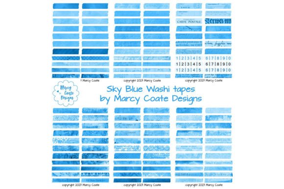 Download Sky Blue Digital Washi Tape Printable - Washi tape Collection