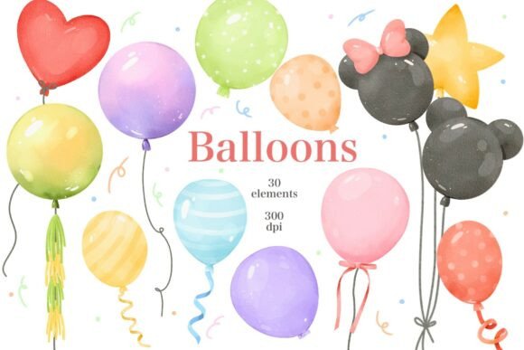 Download Watercolor Colorful Balloons Clipart - Premium Resources