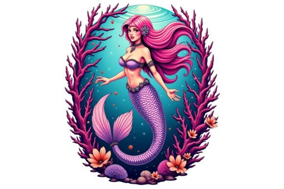 Download Retro Cartoon Mermaid Clipart PNG - Premium Bundle